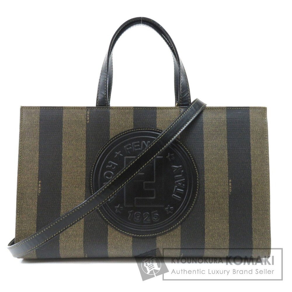 Fendi Pequin Pattern Handbag Leather